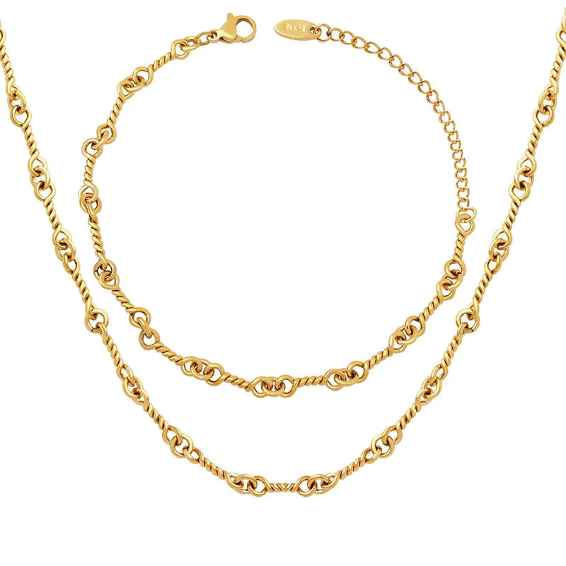Waterproof 18K Gold Plated Stainless Steel Link Chain High Polished Hip Hop Charm Necklace 2023
