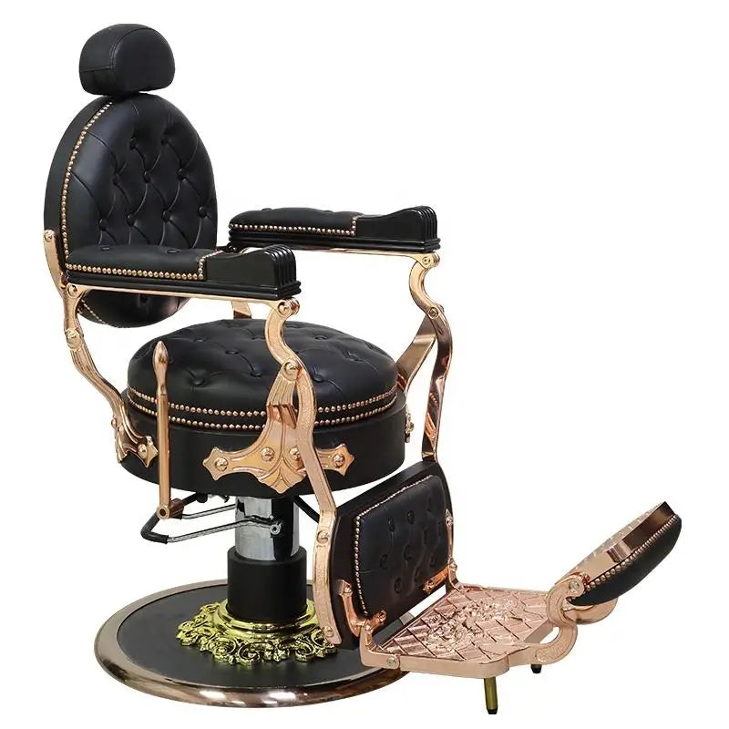 Luxury Black and Rose Gold Barber Chair Hair Cutting Chair Comfortable Salon Beauty Barber Shop Chair