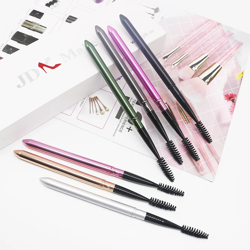 Hot Sale Retractable Eyelash Makeup Brushes Colorful Eyelash Spoolie with Cover Private Label Reusable Mascara Wands
