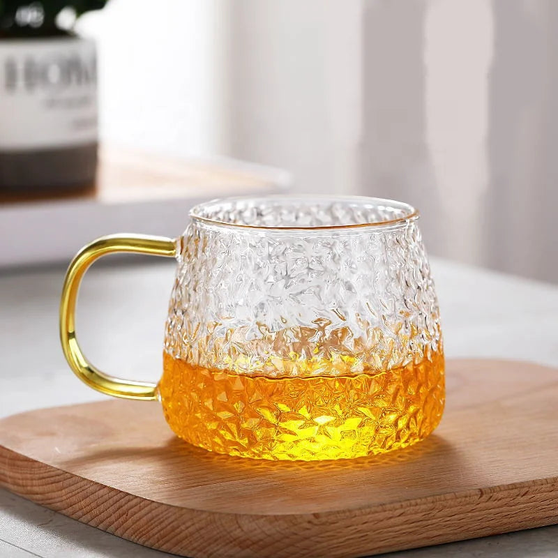 Japanese Home Portable Highball Drinking Tumbler Mug Customized Hammered Ribbed Tableware Crystal Glass Water Cup With Handle