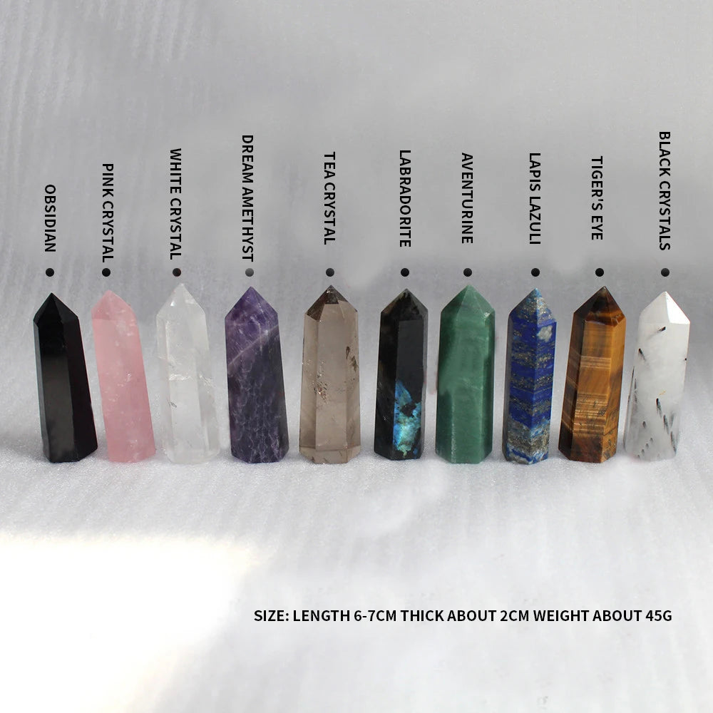 Single Point 6-Faceted Quartz Reiki Energy Stone 6-7cm Healing Wand for Meditation Therapy Home Decor 6 Faceted Crystal Craft