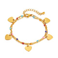 Stainless Steel Jewelry Bracelet Female Fashion Heart Charms Beads Chain Titanium Steel PVD Gold Bracelet Accessories for Women