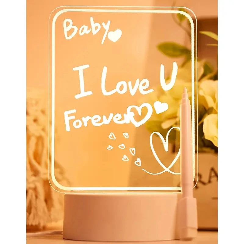 New Arrival Led Acrylic Note Board Price 8cm Round Wood Night Light Base 3d Diy Holiday Creative Lamp