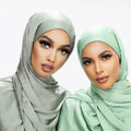 2022 New Malaysia One Piece Crepe Satin Scarf Shawl Instant Ready-to-Wear Hijab with Jersey Bonnet Tube Cap for Spring Season