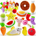 14-Piece Cute Stuffed Plush Pet Squeak Toys Set Small Medium Dog Puppy Includes Fruits Snacks and Vegetables