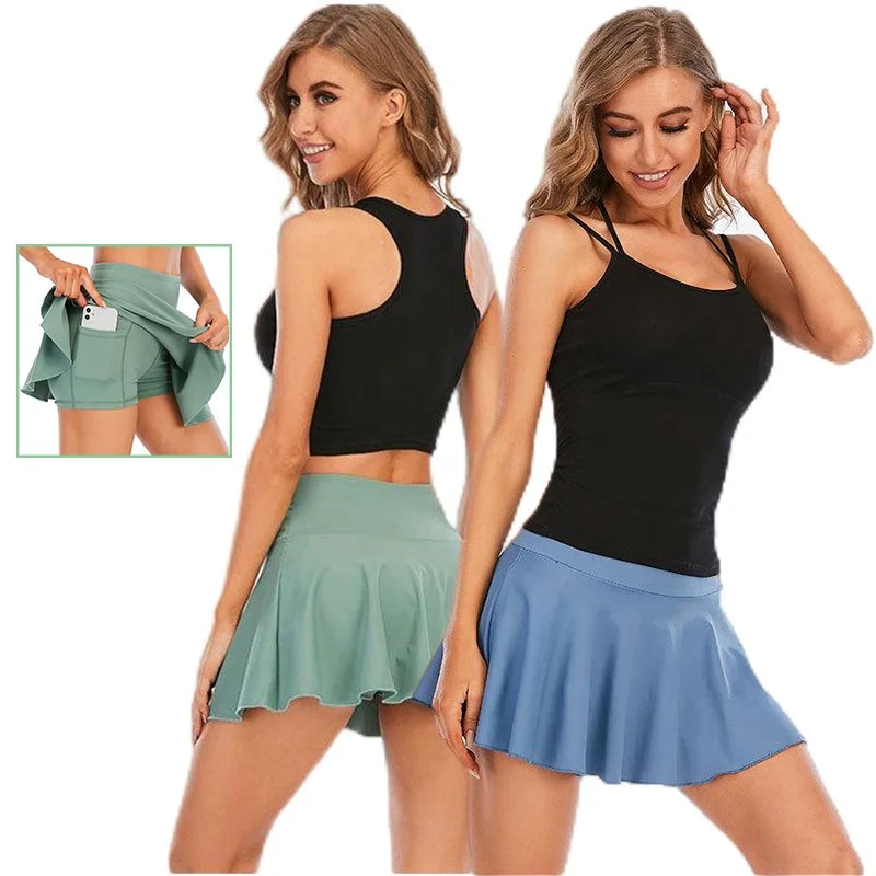 Custom Logo Women Buttery Soft Inside Pocket Golf Tennis Skort Plus Size Pleated Sports Golf Tennis Skirts With Shorts