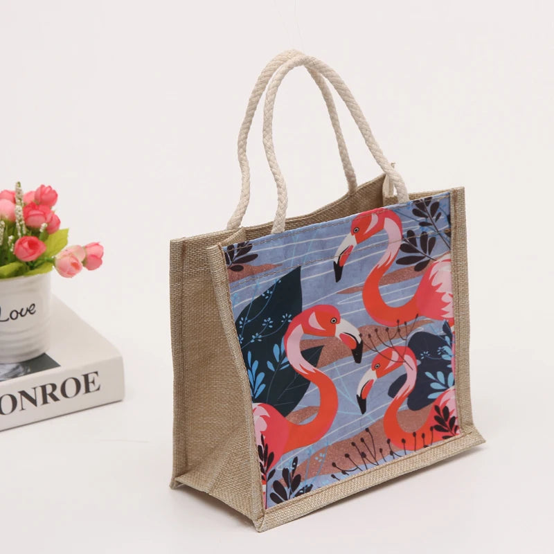 Customized Eco-Friendly Linen Burlap Jute Shopping Tote Bag Canvas Cotton Handle Custom Brand Logo Print Plain Blank Design