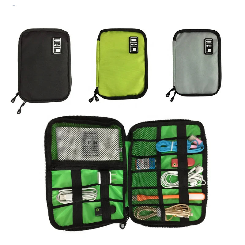 Wholesale Portable Cable Storage Bag Waterproof Polyester Digital Earphone Usb Charger Organizer Pouch Bag for Travel