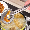 Stainless Steel Colander Deep Frying Tongs with Strainer Oil Frying Kitchen Fried Food Filter Mesh Spoon Tongs Kitchen Utensils