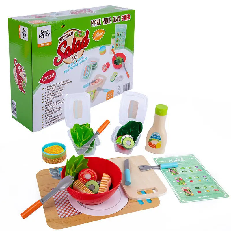 Children Play House Wooden Pretend Kitchen Food Hamburger Vegetable Salad Sandwich Barbecue Toy Early Educational Toys