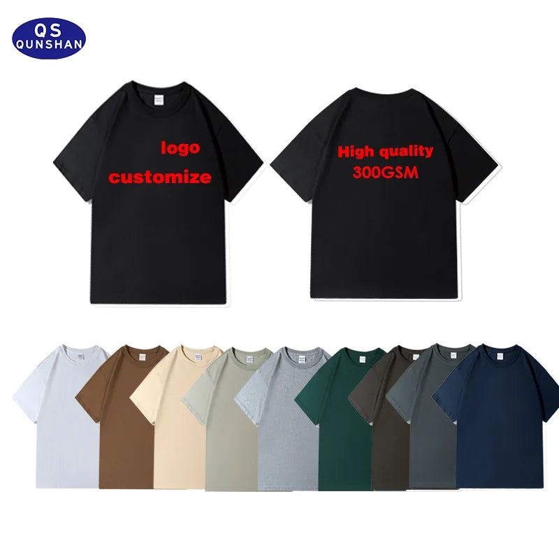 Custom 300 Gsm 100% Pure Cotton Blank Men's T-Shirt Printing Logo Pattern Casual Solid Color Boxy Crop Oversize T-Shirt for Men MegaBDM