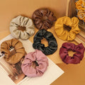 Fashion Hair Accessories Set Leather Chocolate Fluffy Wrinkle Pu Elastic Band Hair Clip Accessories Hair Tie Scrunchies Leather