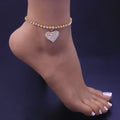 Fashion European Heart Charms Women's Anklets 18K Gold Plated Popular Tennis Chain with Rhinestone Jewelry Accessories
