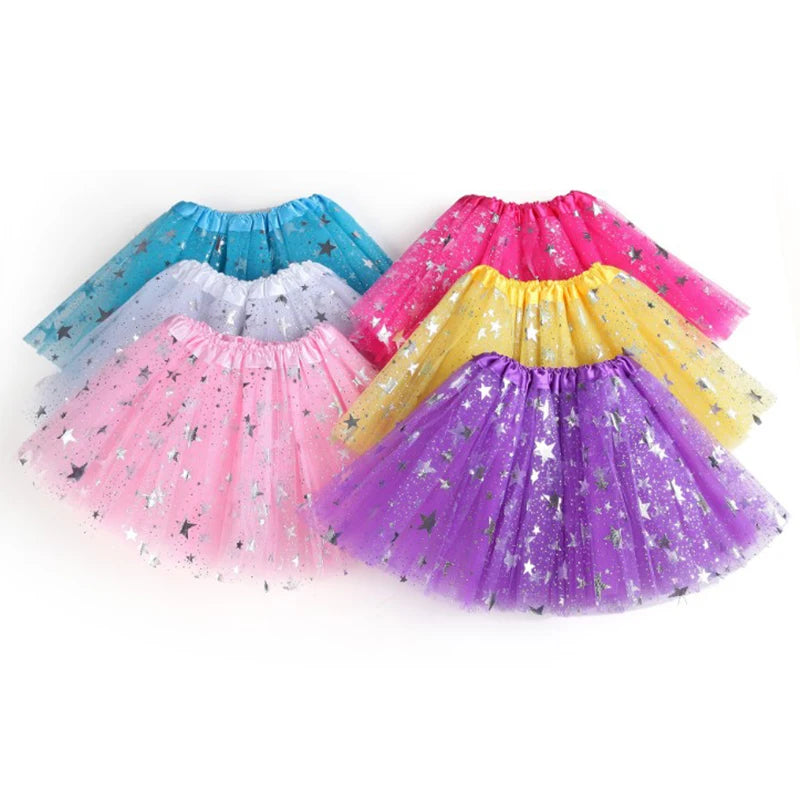 Wholesale Stars Glitter Girls Princess Dance Tutu Skirt Sequins Fluffy Pettiskirt Mini Ballet Tutu Skirts for Girl Child
