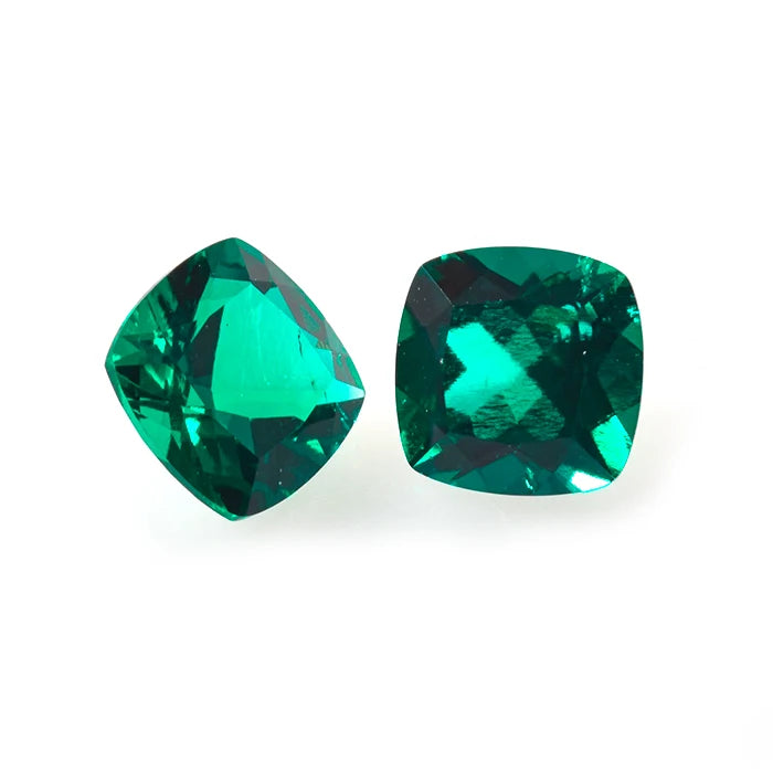 Wholesale Price Lab Grown Hydrothermal Emerald  Gemstone Cushion Cut Green Emerald Zambian Stones