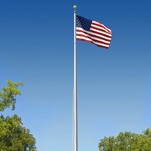 Interactions Telescoping Flagpole Extension Aluminium FlagPole with Country Flag Golden Ball Top Flagpole in Ground