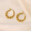 High Quality 18k Gold Plated Geometric Huggie Earrings No Fade Glossy Stainless Steel Beads Hoop Earrings Women Pendientes