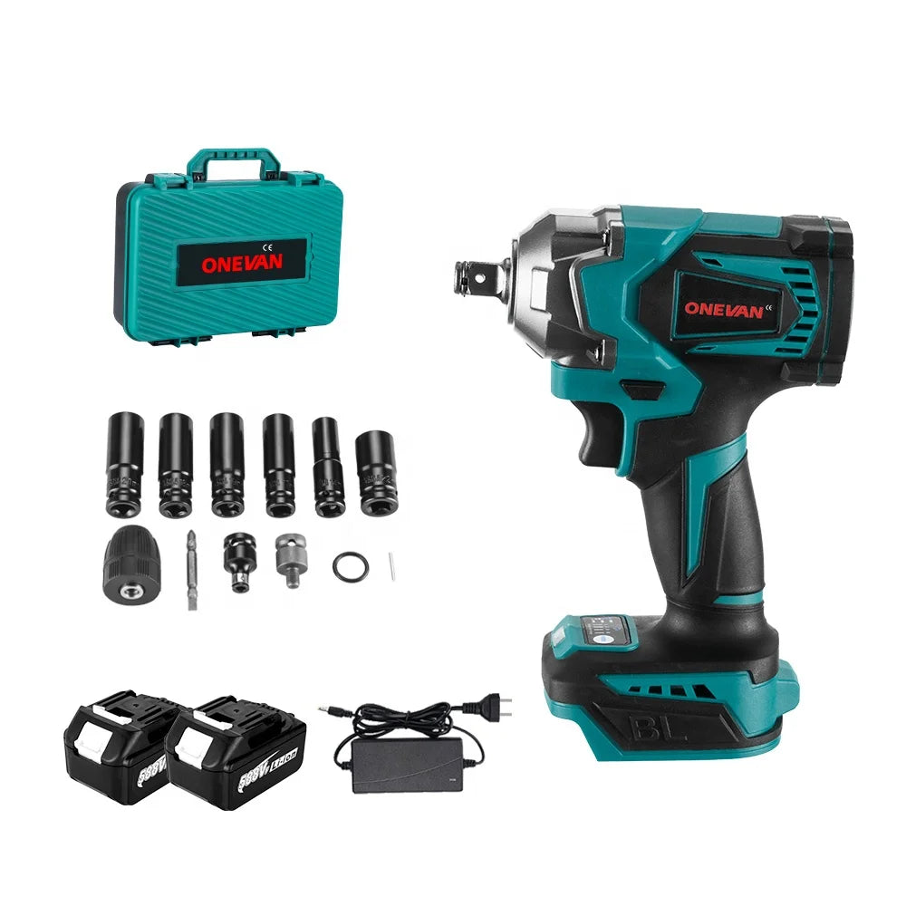 ONEVAN 1200N.M Brushless Electric Impact Wrench 3 Funtion 1/2 Inch Cordless Screwdriver Electric Drill for Makita 18V Battery