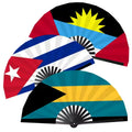 Custom Print Large Bamboo Hand Fan 13 Inch Big National Flag Foldable Bamboo Clack Fan for Wedding Rave Carnival Party