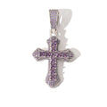Women's Multicolor Cross Pendant Necklace Iced Out Gold Plated Retro Jewelry