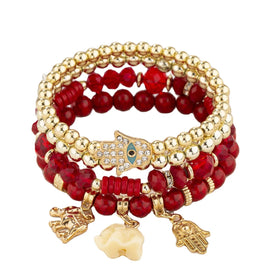 Wholesale Jeweley Mixed Color Beaded Bracelet Hasma Hand Elephant Charm Bohemian Bracelet for Women