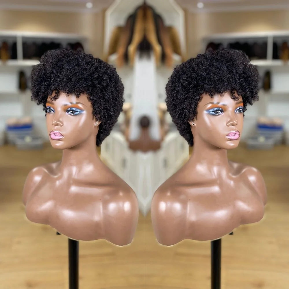 Wholesale Machine Made Cheap Human Hair Brazilian Curly Wigs Short Bob Natural Afro Kinky Curl 8 Inch Wig for Black Women