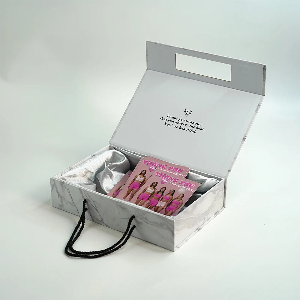 Luxury Folding White Magnetic Box Gift Paper Box Custom Logo Collapsible Clothing Packaging Cardboard Boxes With Ribbon Handle
