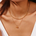 Minimalist Stainless Steel Double Layer Necklace for Women with Gold Plated Bead Pendant Vintage Style for Weddings