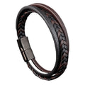 2026 New Arrival Men's Leather Hand Jewelry 3 Layers Real Leather Bracelet Magnetic Clasp Men Bracelet