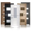 Zonle Doors ZL-WD32110 CE Certified Waterproof PVC Wood Door White/Gray Ganesh Design Smart Lock Solid Wood Finished Surface
