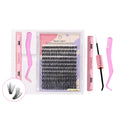Brush and Eyelash Cluster Kit Custom Packaging Lash Clusters DIY Lash Extension Kit with Tweezer and Bond & Seal