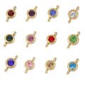 Fashion Jewelry Accessories Jewelry Findings Stainless Steel Birthday Stone 6.5 mm Round Charm Zircon CHARM 18k Gold Plated