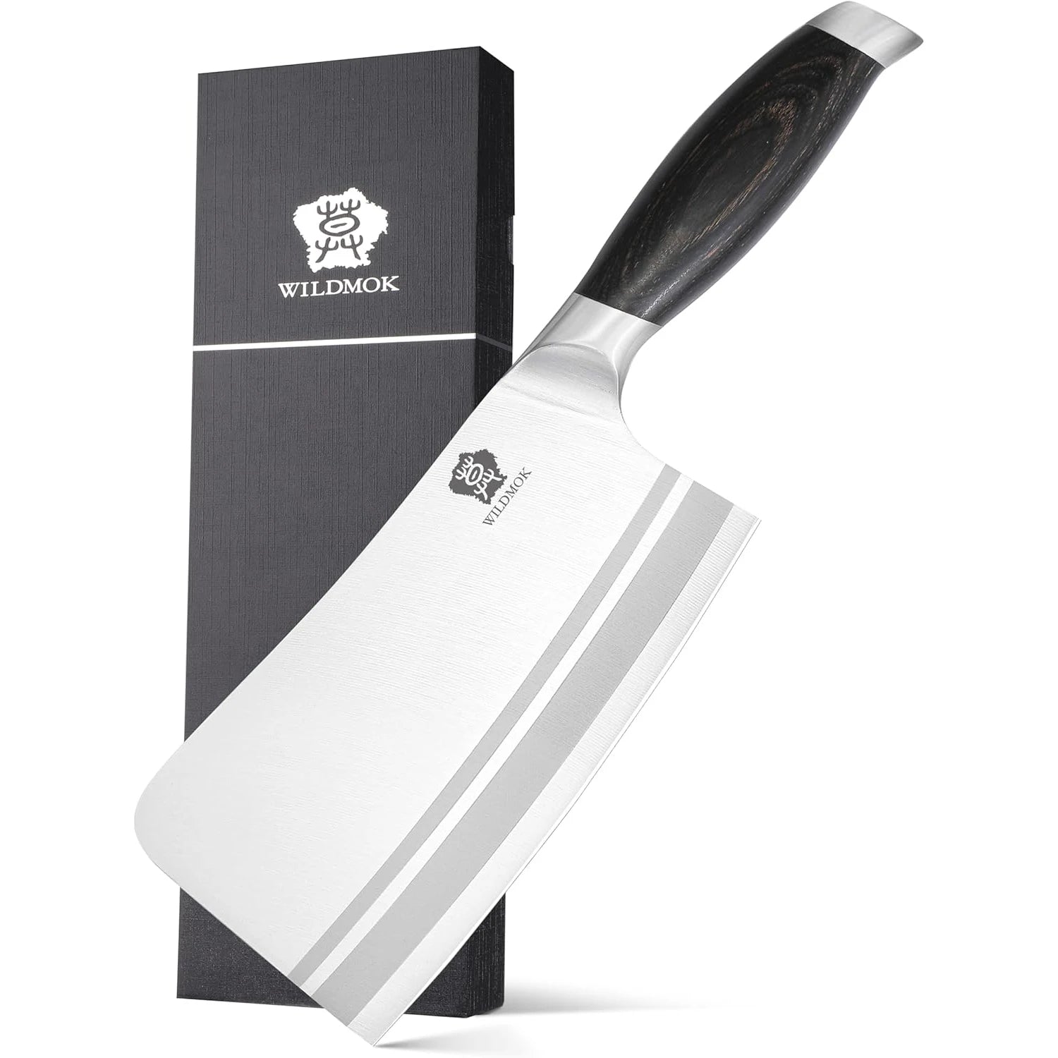 WILDMOK 7 Inch Bone Chopper German Stainless Steel Butcher Knife with Pakkawood Handle Chinese Cleaver