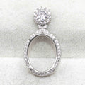 Sterling Silver 12*15/13*17mm Semi Mount Pendant Empty Frame Blank Support Setting S925 Base Without Center Stone for DIY Inlay