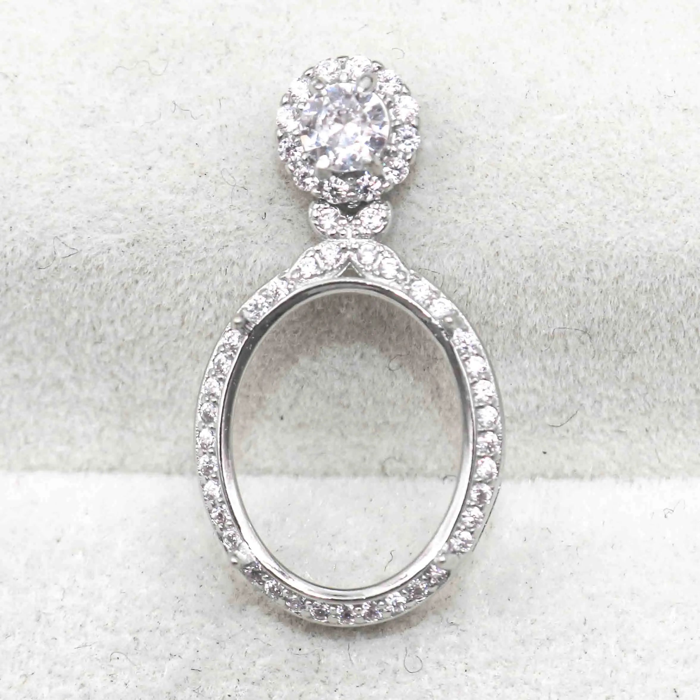 Sterling Silver 12*15/13*17mm Semi Mount Pendant Empty Frame Blank Support Setting S925 Base Without Center Stone for DIY Inlay