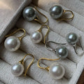 Pearl Earrings Gift for Girlfriend 925 Sterling Silver Gray Large Round Pearl Ear Spike Wholesale