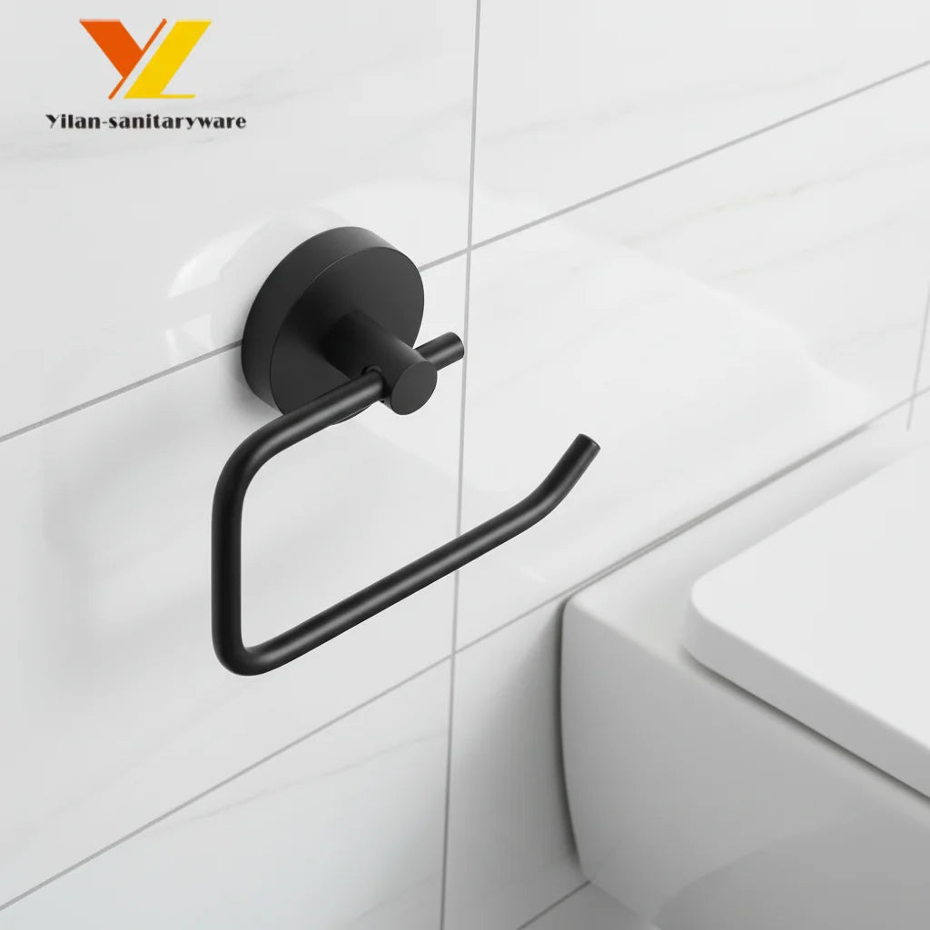 Modern Multifunctional Zinc Alloy Wall-Mounted Eco-Friendly Black Toilet Paper Holder 1 Year Warranty Hotel Use Free Spare Parts