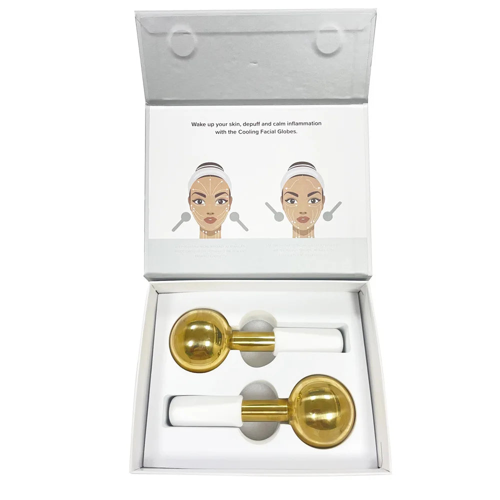 HZ Hot-Selling Ice Therapy Metal Spoon Beauty Stick Cross-Border Facial Massager Targeted for Face Stainless Steel Ice Wave Ball