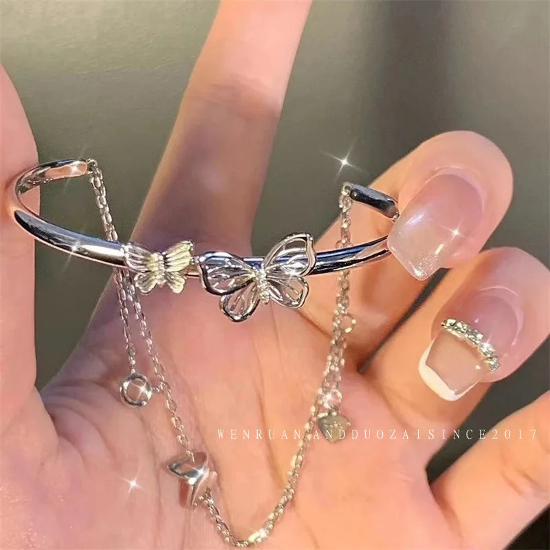 Fashion Jewelry Creative Layered Butterfly Bangles Bracelet Butterfly Friendship Chain Bracelets for Women