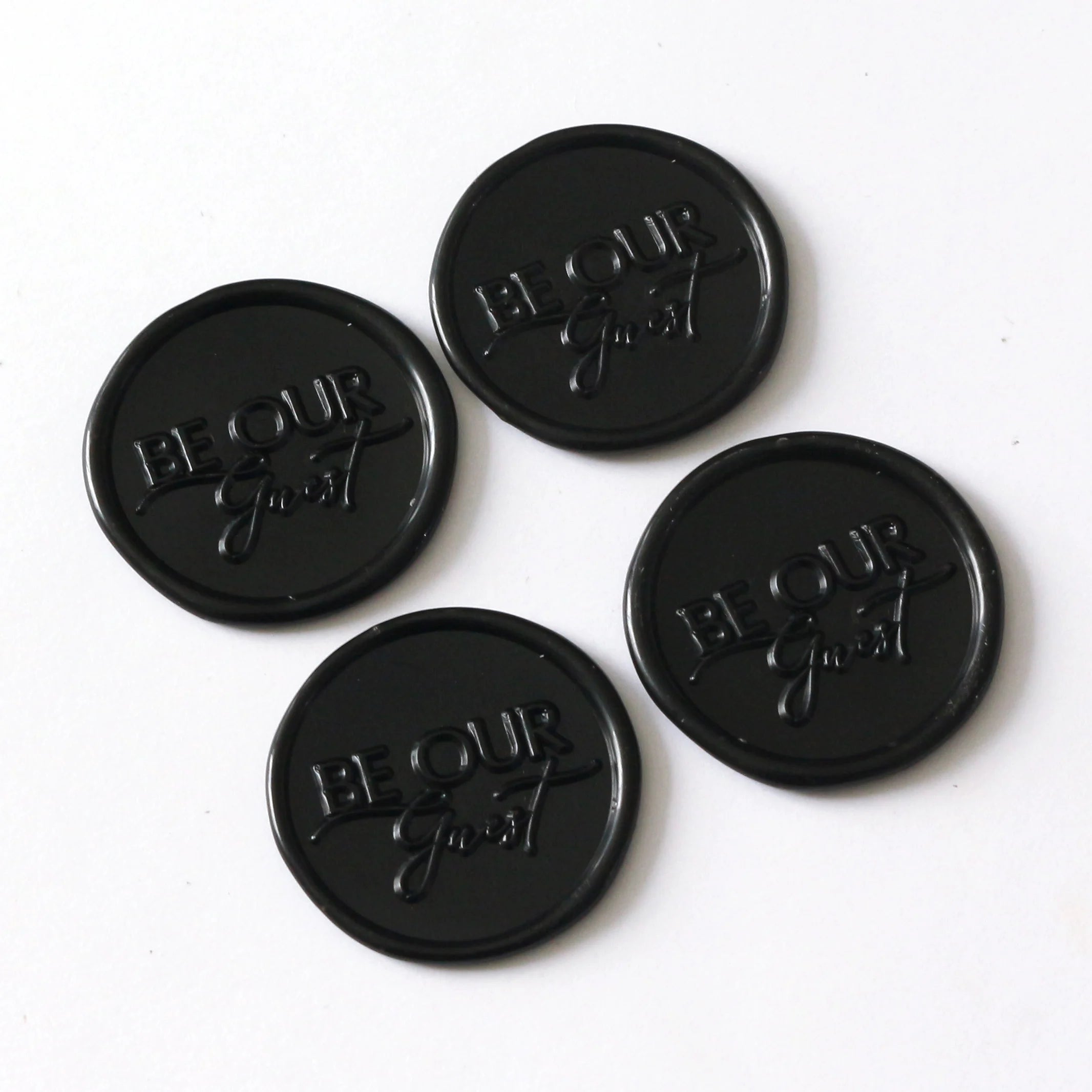 Black Be Our Guest Wax Seal Stickers with Be Our Guest or Double Initials / Couple's Names