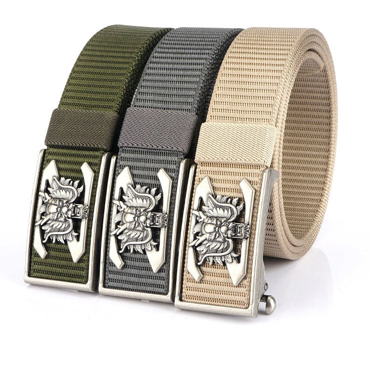 Turun High-end Men's Casual Outdoor Nylon Belt with Auto Matic Buckle Trendy Business Trouser Belt