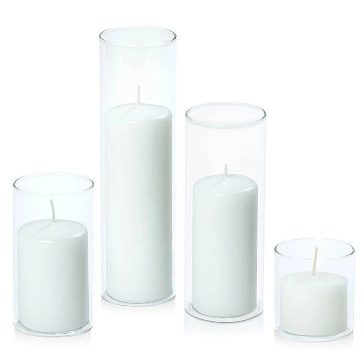 Mouth Blown Clear Borosilicate Glass Cylinder Classic Candle Wind Proof Shade Both End Opening Glass Candle Tube
