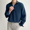 Customized New Design Modal Loose and Casual All-match High-quality Modal Polyester Fabric Men's V-neck Shirt