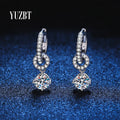 Silver 925 Original Total 1 Carat Brilliant Cut Diamond Test Past D Color Moissanite Bow Screw Back Drop Earrings Fine Jewelry