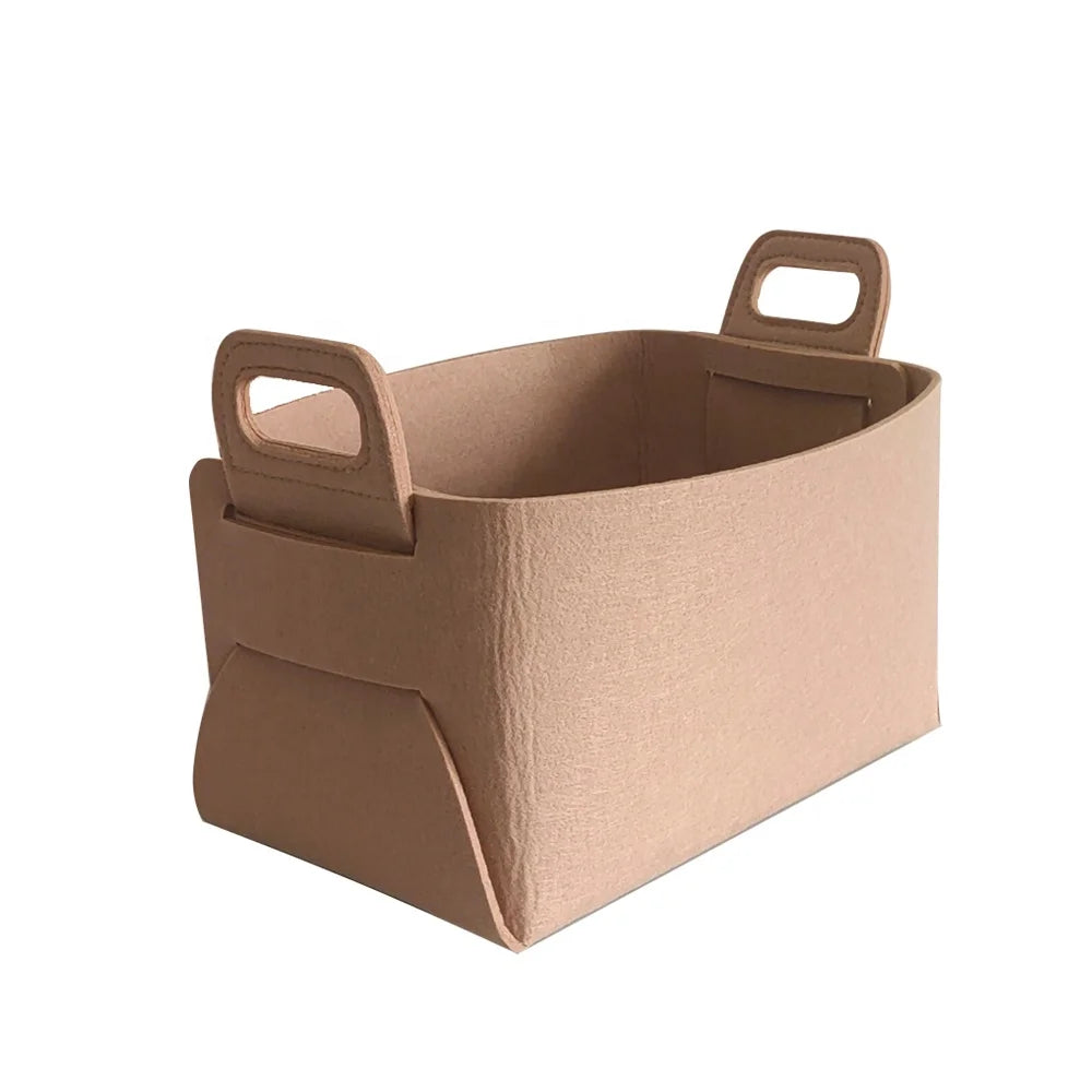 Customizable Felt Storage Basket with Handles for Clothing & Toy Organization