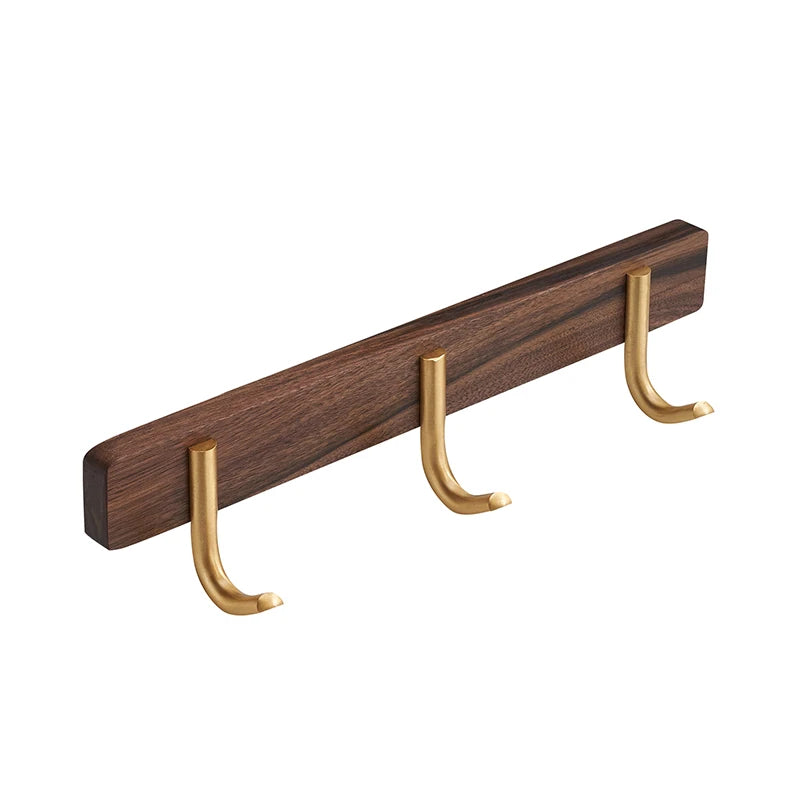 Daili 3-Hook Wall Mounted Coat Rack & Hooks Aluminum Alloy & Walnut Wood Eco-Friendly Clothes Hanger for Bathroom