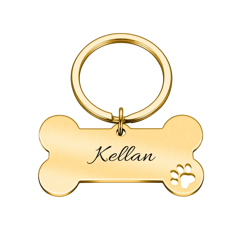 Wholesale Personalized Pet Tag Engraved Pet ID Name Puppy Collar Tag Dogs Floral TT Stainless Collar Tags Titanium Steel Rivet