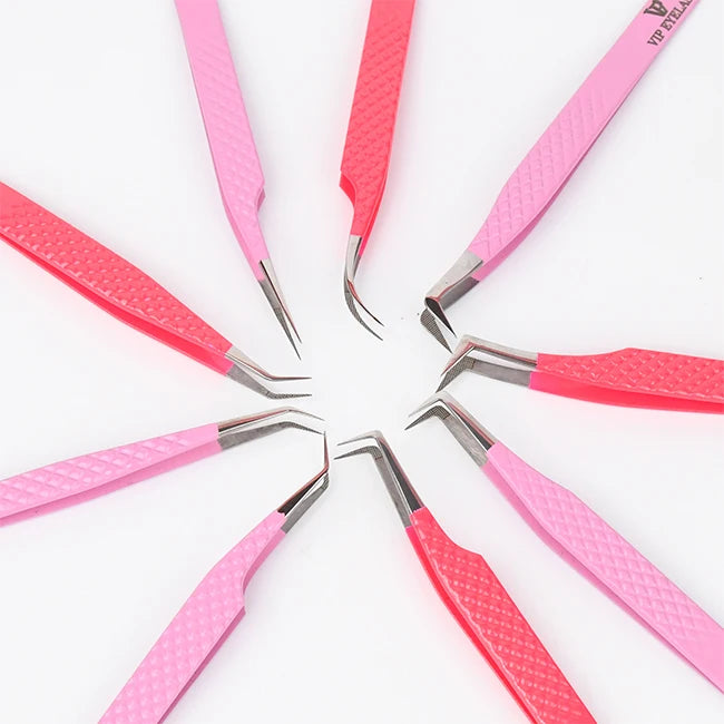 Eyelash Extension Tweezers  Stainless Steel Classic Curved Tweezers and Isolation Eyelash Fiber Tip Volume Tweezers
