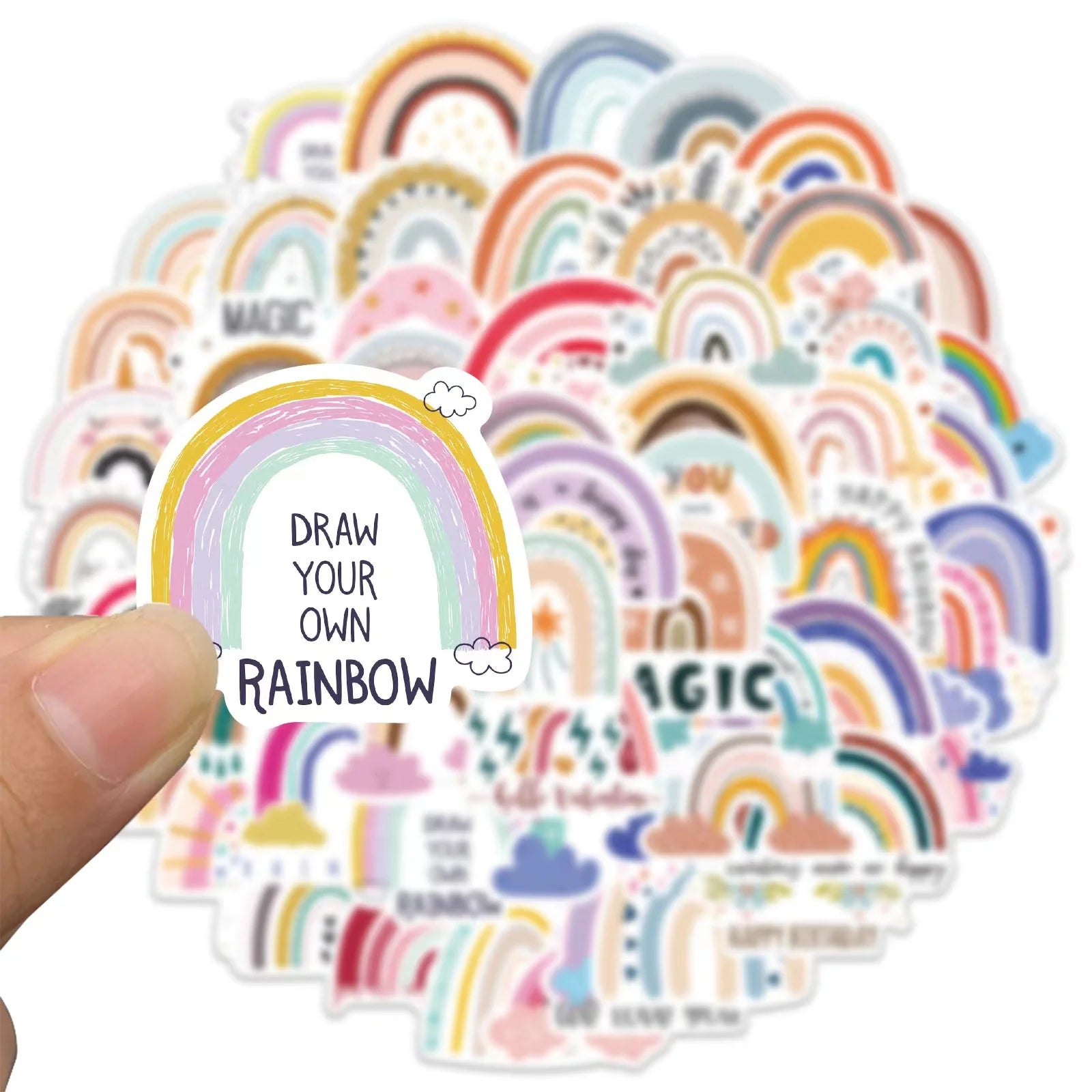 60Pcs Popular Cartoon Ins Wind rainbow Graffiti Stickers Decorated Suitcase Notebook Waterproof
