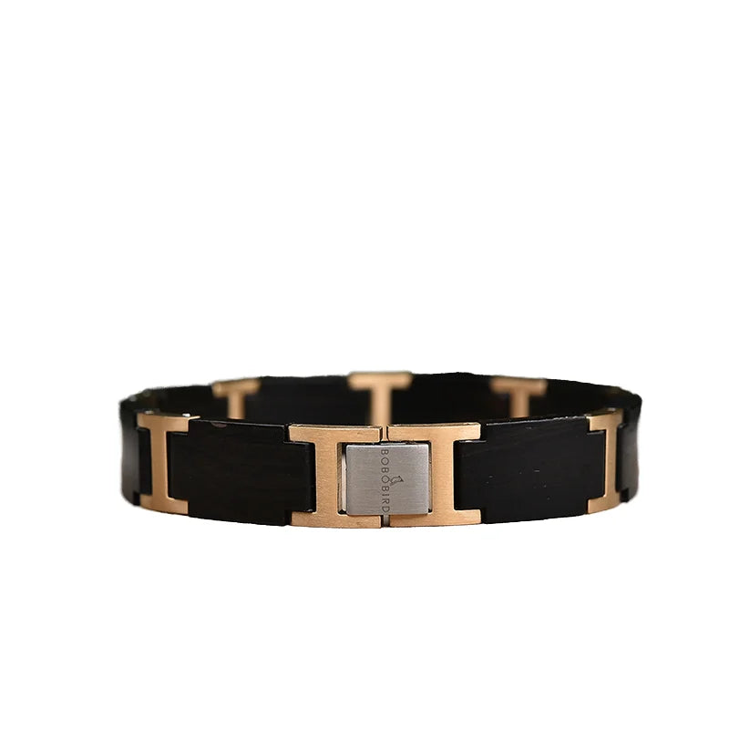 quickshipment Factory Direct Unisex Silver/Gold Plated Stainless Steel Bracelet Colorful Wood Bracelet for Men for Wedding Gifts
